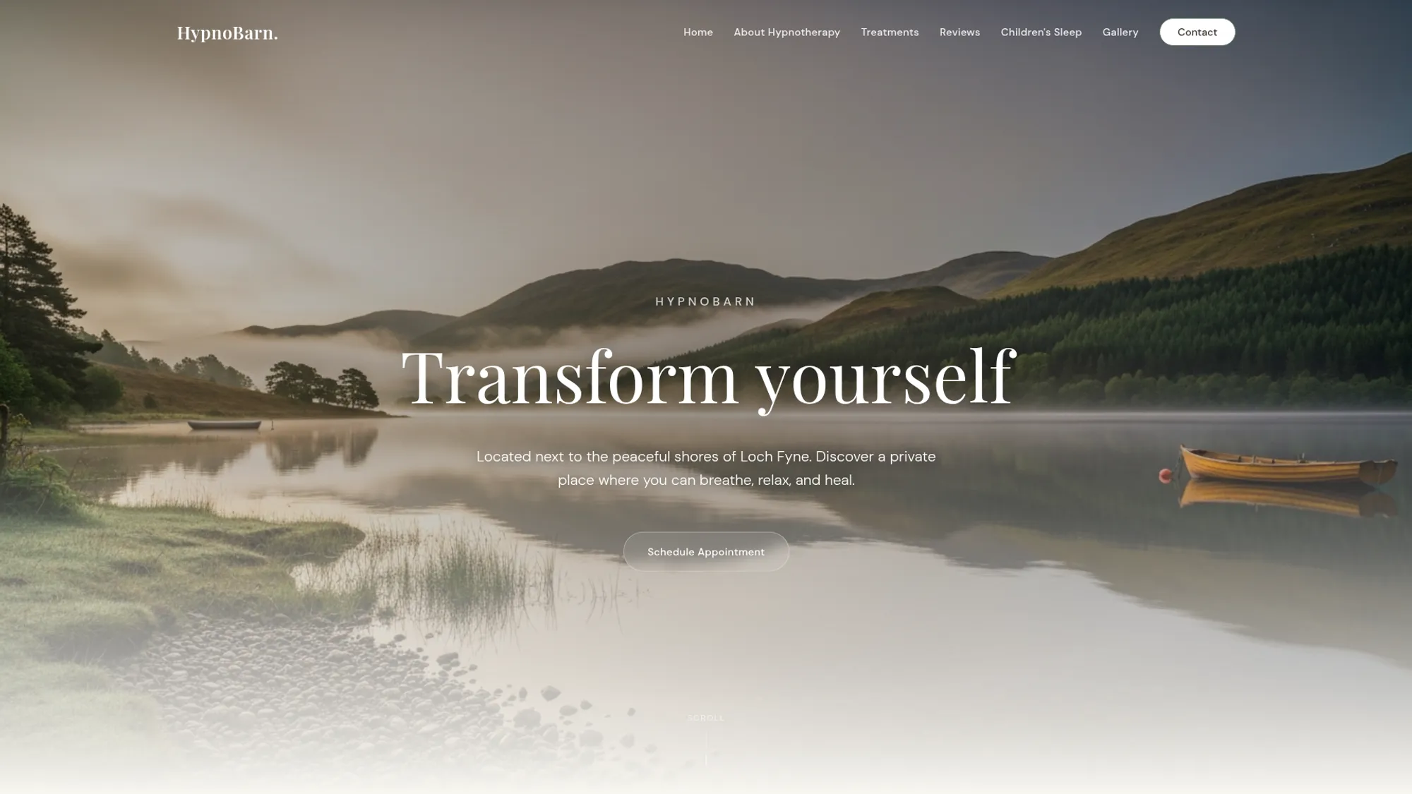 The HypnoBarn website designed and built by VibeStudio